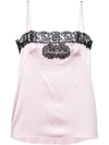 DOLCE & GABBANA LOGO PATCH LACE TRIM CAMISOLE,F71K3TFURAG12541135