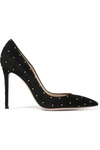 Gianvito Rossi Suede Studded 105mm Pumps In Black