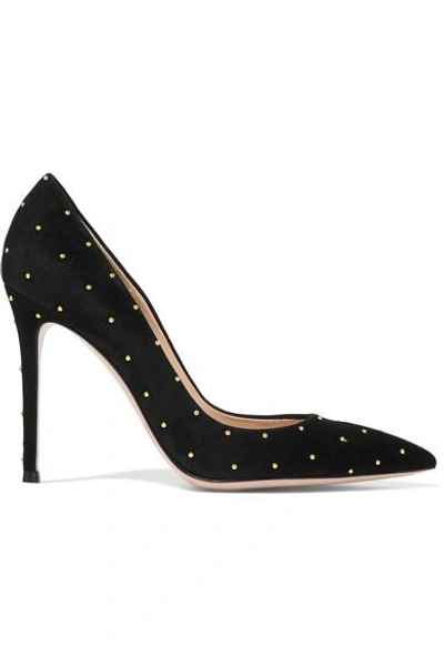 Gianvito Rossi Suede Studded 105mm Pumps In Black