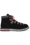 MONCLER BLANCHE SHEARLING-LINED VELVET ANKLE BOOTS