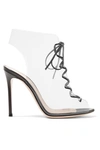 GIANVITO ROSSI HELMUT PLEXI 100 LACE-UP PVC AND LEATHER ANKLE BOOTS