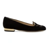 Charlotte Olympia Kitty Embroidered Velvet Slippers In Black