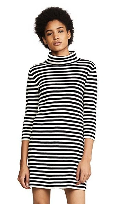 Marc Jacobs Long Sleeve Cowl Neck Dress In Black/ivory