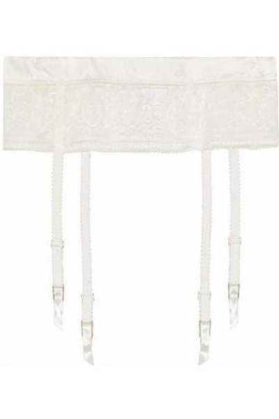 Stella Mccartney Woman Ophelia Whispering Satin-trimmed Lace Suspender Belt Off-white