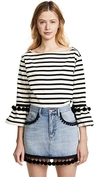 MARC JACOBS STRIPED TOP WITH POM POMS