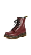 Dr. Martens' 1460 Combat Boots In Bordeaux Leather In Red