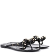 Valentino Heel Sandals With Bow Accent And Studded Embellishments In Black