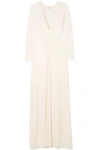 HALSTON HERITAGE GATHERED JERSEY GOWN