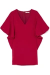 HALSTON HERITAGE RUFFLED CREPE MINI DRESS