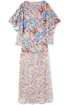 ALL THINGS MOCHI FLORA PRINTED COTTON-VOILE AND CHIFFON MAXI DRESS