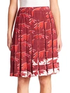 ELLE SASSON Celia Sparrow-Print Silk Pleated Skirt