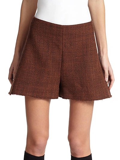 Marni Bonded Wool Tweed & Jersey Shorts, Brown In Port