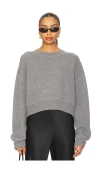 Soft Goat Double Faced Crewneck Pullover In Gray