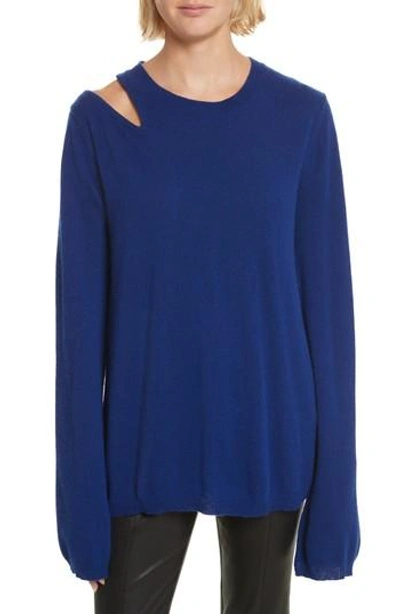 A.l.c Hamilton Cutout-shoulder Wool-cashmere Sweater In Deep Cobalt