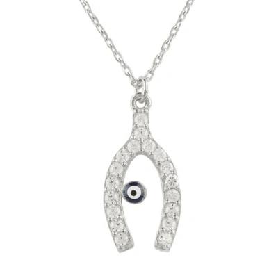 Latelita London Wishbone And Evil Eye Necklace Sterling Silver