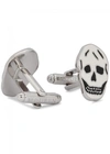 ALEXANDER MCQUEEN GUNMETAL ENAMELLED SKULL CUFFLINKS