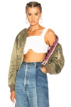 TRE TRE BY NATALIE RATABESI STADIUM BOMBER JACKET IN GREEN,DJK10001