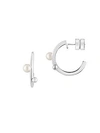 MAJORICA 4MM White Pearl and Sterling Silver Hoop Earrings,0400096950110