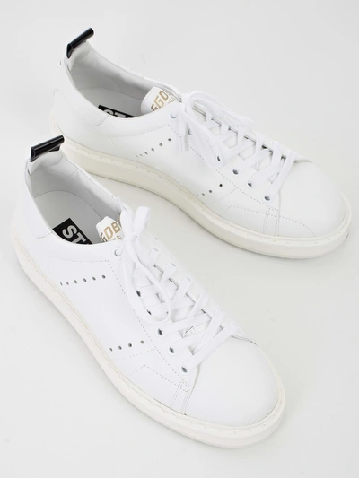 Golden Goose Glittered Leather Trainer In White