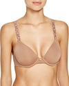 Natori Pure Luxe Embroidered-strap Bra 732080 In Toffee Combo