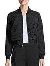 Vince Washed Shrunken Bomber Jacket, Black In Black