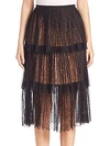 MICHAEL KORS TIERED CHANTILLY LACE SKIRT,0400092216725
