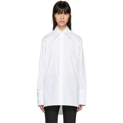 Helmut Lang Long-sleeve Cotton Poplin Shirt With Cutout Back In Bright White