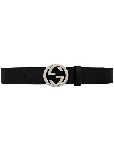 Gucci Leather Belt With Interlocking G Buckle In Black
