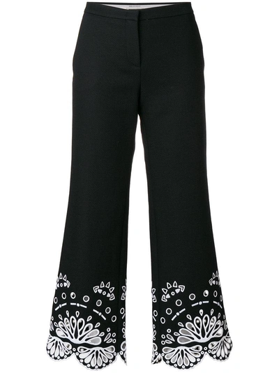 Emilio Pucci Cropped Embroidered Trousers In Black