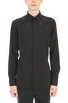 GIVENCHY STAR EMBROIDERED COTTON BLACK SHIRT,BM601C1008