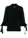 Fendi Black Fur-trimmed Cashmere Turtleneck