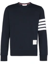 Thom Browne Engineered 4-bar Cotton Sweatshirt In Blue