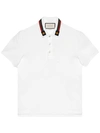 GUCCI COTTON POLO WITH WEB AND BEE,453865X5H7712517724