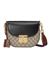 Gucci Padlock Saddle Medium Leather-trimmed Coated-canvas Shoulder Bag In Neutrals