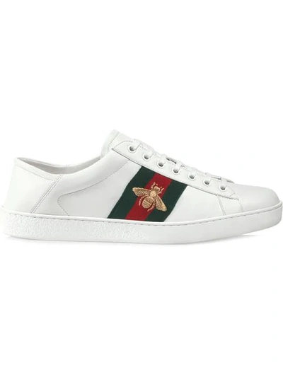 Gucci Ace Low-top Leather Trainers In Bianco
