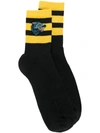 Gucci Wolf-embroidered Cotton-blend Socks In 1060 Black Black