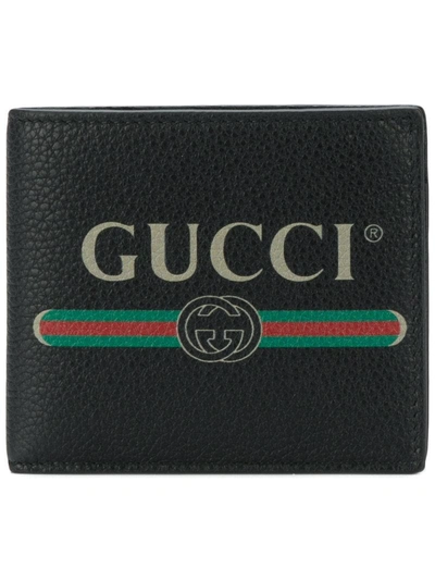 Gucci Printed Full-grain Leather Billfold Wallet In Black