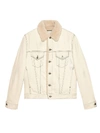 GUCCI SHEARLING LINED DENIM JACKET WITH SKETCH SNAKE PRINT,488412 XR754