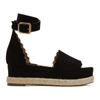 CHLOÉ CHLOE BLACK SUEDE LAUREN ESPADRILLE SANDALS,CHC17U57001001