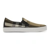BURBERRY BURBERRY BROWN CHECK GAUDEN SLIP-ON SNEAKERS,4055177