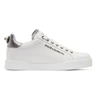 DOLCE & GABBANA DOLCE AND GABBANA WHITE AND SILVER LEATHER SNEAKERS,CK0159 AN298