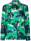 GUCCI GUCCI ANGRY CAT PRINT BLOUSE - GREEN,502913ZKP9412554849