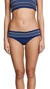 Tory Burch Costa Smocked Hipster Bikini Bottoms In Navy
