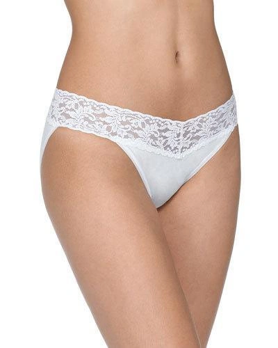 Hanky Panky Signature Lace Organic Cotton V-kini Panties In White