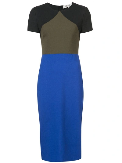 Diane Von Furstenberg Colorblock Tailored Midi Dress In Electric Blue Multi