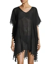 Seafolly Womens Black Amnesia Crinkled-cotton Kaftan In Black