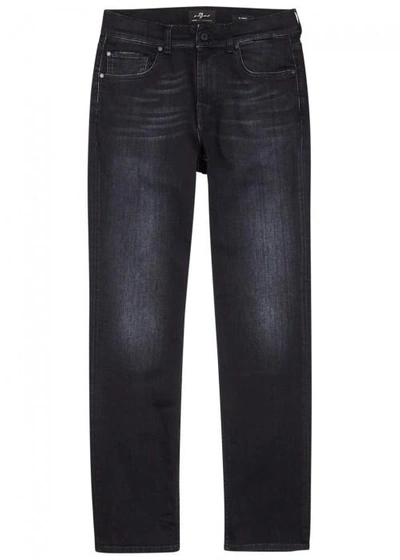 7 For All Mankind Slimmy Straight-leg Luxe Performance Jeans In Black