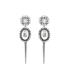 HALO & CO LONG SPIKE EARRING WITH CRYSTAL CLUSTERS IN OXIDISED SILVER PLATE,2601657