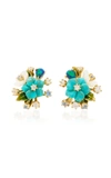 ANABELA CHAN 18K GOLD VERMEIL; DIAMOND AND TURQUOISE BOUQUET EARRINGS,617974