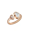 CHOPARD HAPPY HEARTS MOTHER-OF-PEARL & DIAMOND RING IN 18K ROSE GOLD,PROD206700190